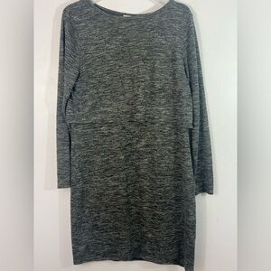 Cremieux Heather Gray Layered Overlay Knit Dress L Keyhole Back Lined 36”